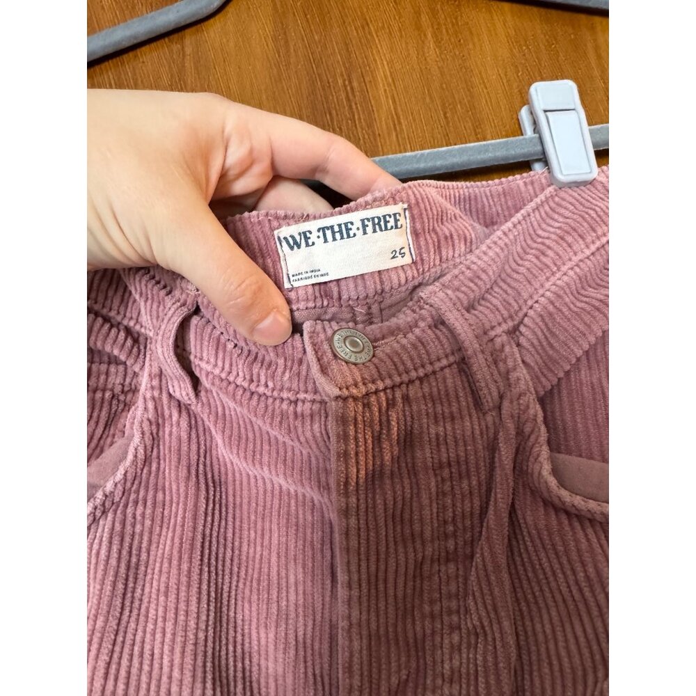 We The Free Good Luck Mid Ride Corduroy Pink Jeans Barrel Wide Leg Sz 25 - Picture 4 of 6